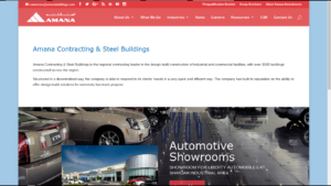 Screenshot of Amana Contracting and Steel Buildings Website
